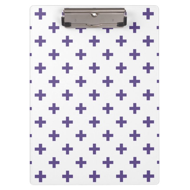 Porte-bloc Polka ultra violette croise sur blanc (Devant)
