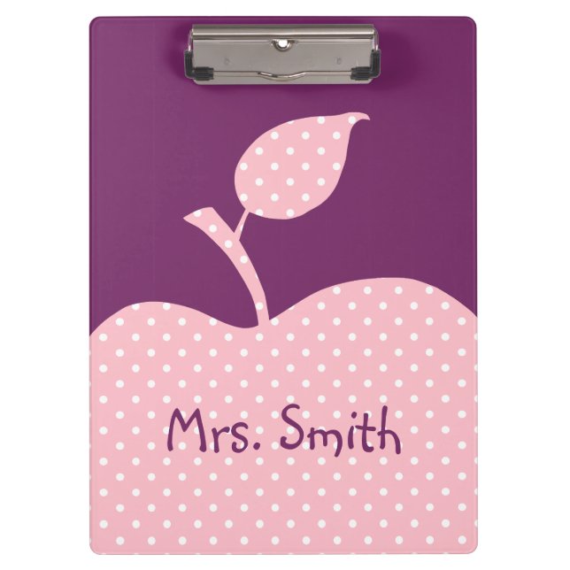 Porte-bloc Pomme Pointe rose et blanche personnalisée (Devant)