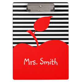 Porte-bloc Pomme rouge personnalisée Grilles noir et blanc