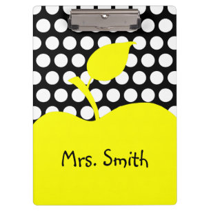 Porte-bloc Pommes jaunes noir et blanc Polka Dot