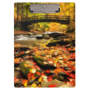Porte-bloc Pont en bois et crique dans l'automne