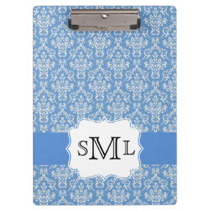 Porte-bloc Porte - bloc bleu de coutume de monogramme de
