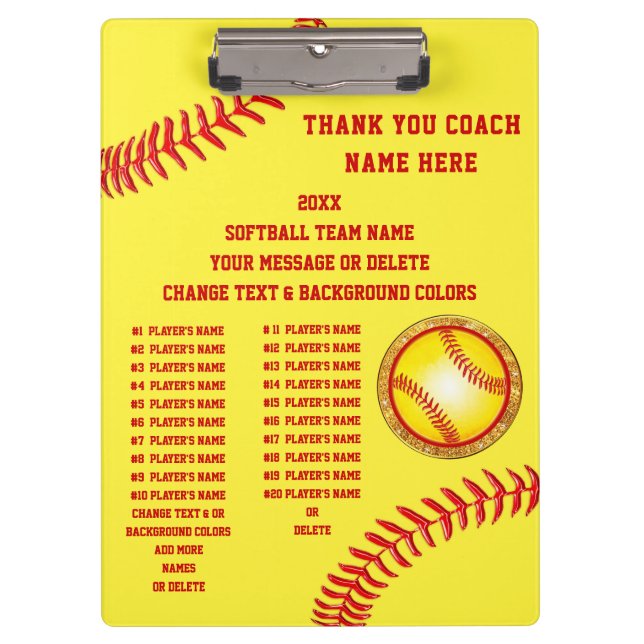 Porte-bloc Porte - bloc Coach Softball, Tous les joueurs, Coa (Devant)