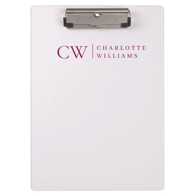 Porte-bloc Porte - bloc initial monogramme personnalisé rose (Devant)