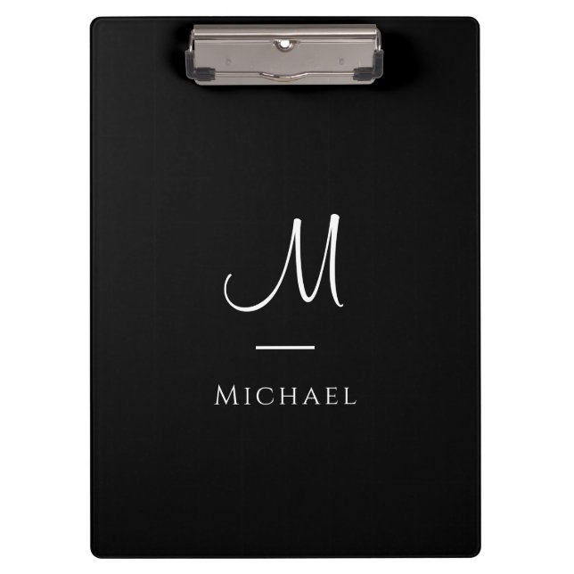 Porte-bloc Porte - bloc Monogramme Elegant noir Modèle blanc (Devant)