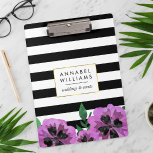 Porte-bloc Porte - bloc personnalisé Black Stripe & Purple Pa