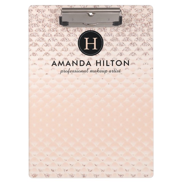 Porte-bloc Porte - bloc rose d'or de monogramme Luxe (Devant)