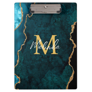 Porte-bloc Porte en marbre bleu turquoise et or