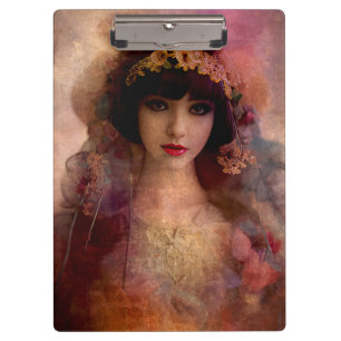 Porte-bloc Portrait de style vintage de belle femme en rose