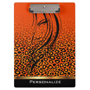 Porte-bloc Poster de animal rayé Léopard orange avec fille