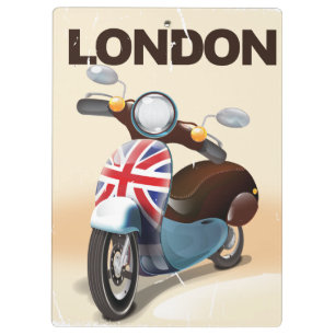 Porte-bloc Poster de voyage London vintage scooter union jack