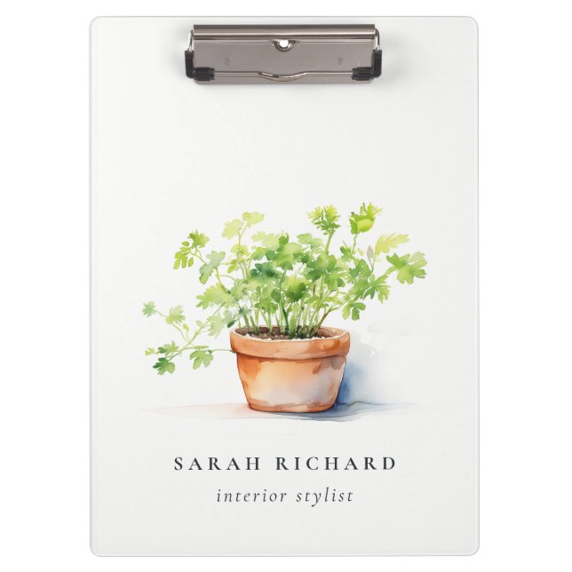 Porte-bloc Pot Herbe Persil Coriander Aquarelle Botanique (Devant)