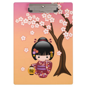 Porte-bloc Poupée Sakura Kokeshi - Jolie fille Geisha sur la 