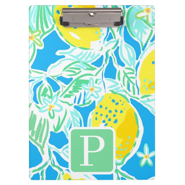 Porte-bloc Préppy Blue Lemon Motif initial (Devant)