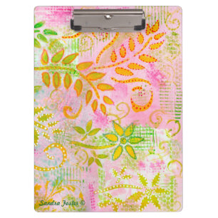Porte-bloc Presse-papiers Fleurs Abstraites et Feuilles