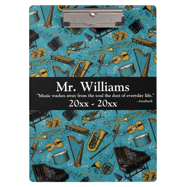 Porte-bloc Professeur De Musique, Retour À L'École, Instrumen (Devant)