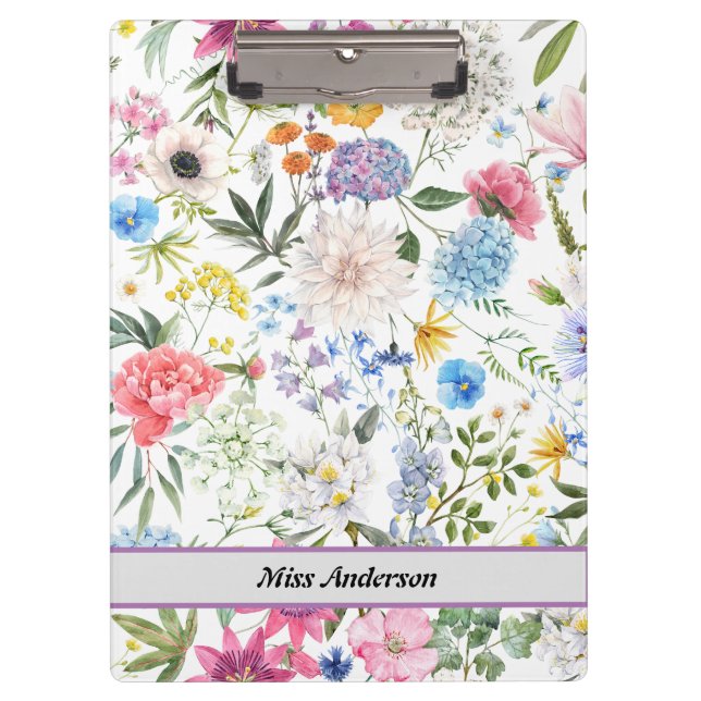 Porte-bloc Professeur floral moderne personnalisable (Devant)