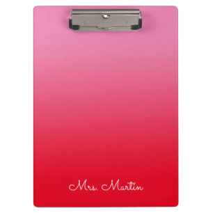 Porte-bloc Professeur Personnalisé avec Dégradé Rose et Rouge