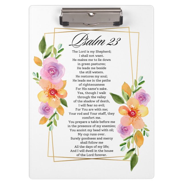 Porte-bloc Psalm 23 Floral Geometric Frame (Devant)