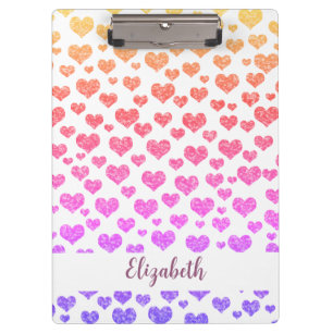 Porte-bloc Rainbow Faux Parties scintillant Coeurs colorés lu