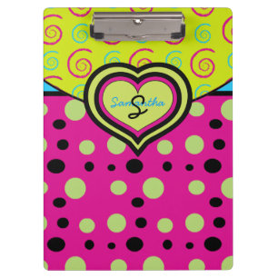 Porte-bloc Raspberry Polka Dots and Swirls Custom Clipboard