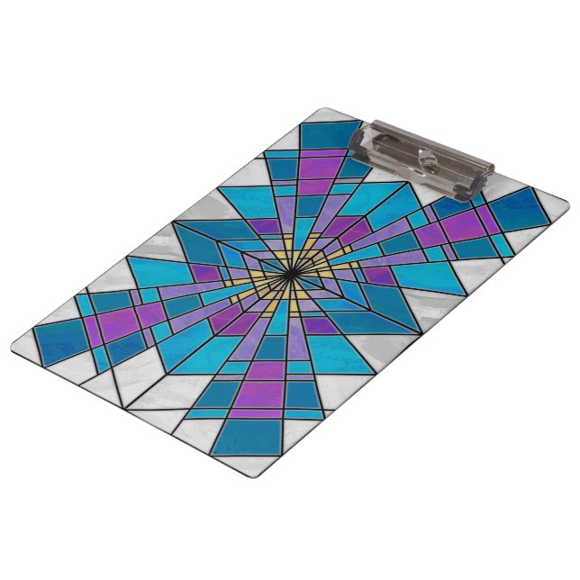 Porte-bloc Rayon en verre de teint bleu et violet (Incliné)