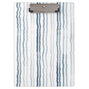 Porte-bloc Rayures fines aquarelles, bleu ardoise, gris, blan