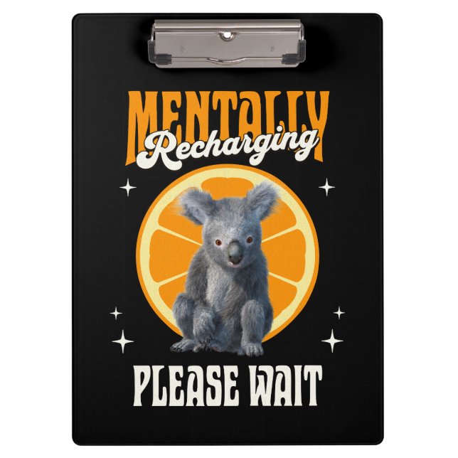 Porte-bloc Recharge mental de koala introverti design (Devant)