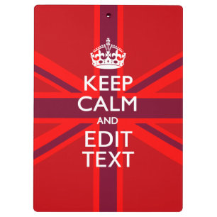 Porte-bloc Red Keep Calm Have Your Text on Union Jack Flag