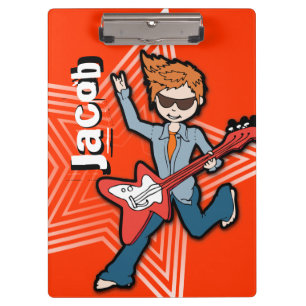 Porte-bloc Red rockstar guitare garçon ajouter votre nom port