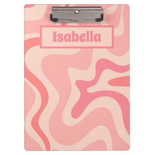 Porte-bloc Retro Liquid Swirl Abstrait rose Personnalisé