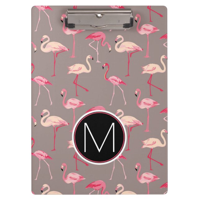 Porte-bloc Rétro monogramme des Flamants roses | (Devant)