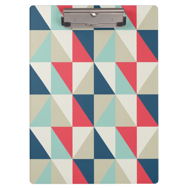 Porte-bloc Rétro motif rouge et bleu géométrique de triangles (Devant)
