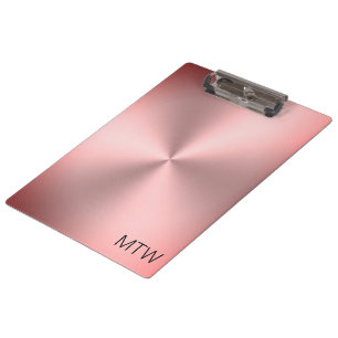 Porte-bloc Revêtement en métal rose simple avec Monogramme