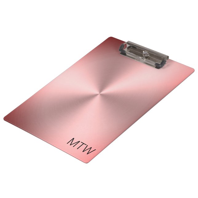 Porte-bloc Revêtement en métal rose simple avec Monogramme (Incliné)