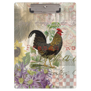 Porte-bloc Rooster vintage Français Collage Ferme Animaux dom