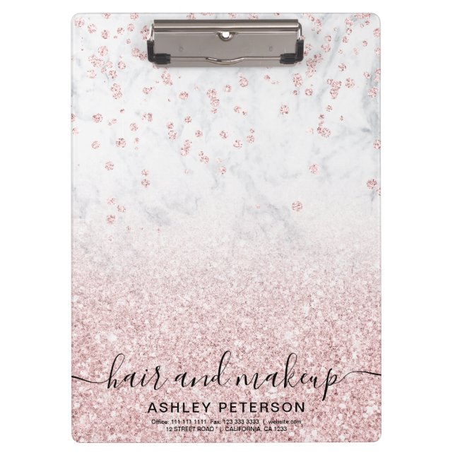 Porte-bloc rose de maquillage parties scintillant en marbre b (Devant)