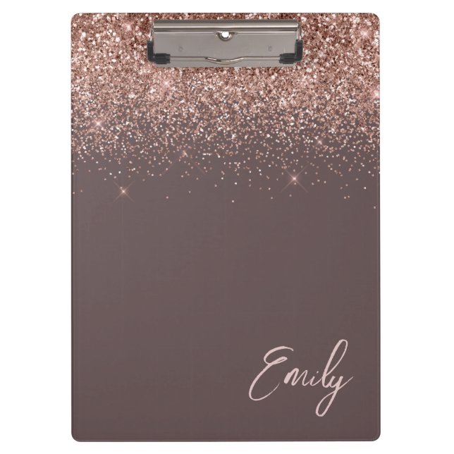 Porte-bloc Rose dorée terracotta Blush Monogramme Pailleté Ro (Devant)