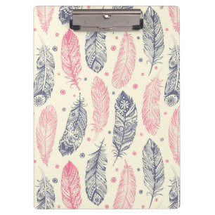 Porte-bloc Rose et motif ethnique pourpre de plume