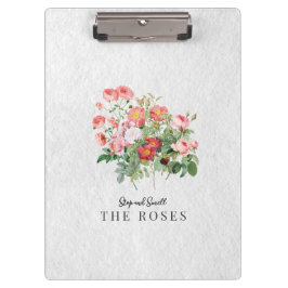 Porte-bloc Rose floral à script moderne personnalisé