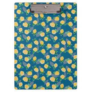 Porte-bloc Rose floral jaune sur bleu