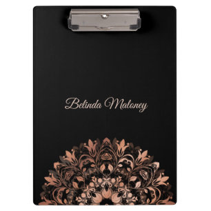 Porte-bloc Rose Gold Black Floral Mandala