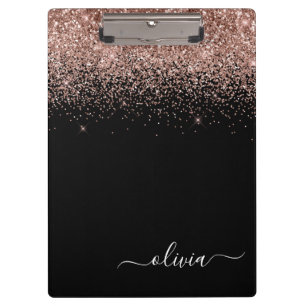 Porte-bloc Rose Gold Blush Pink Glitter Girly Monogramme Nom