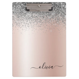 Porte-bloc Rose Gold - Blush Pink Silver Parties scintillant