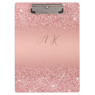 Porte-bloc Rose Gold Luxe Élégant Monogramme Brillante