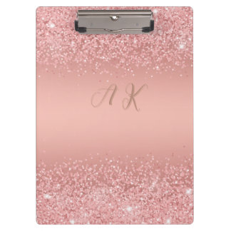 Porte-bloc Rose Gold Luxe Élégant Monogramme Brillante