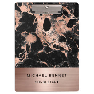 Porte-bloc Rose Gold Métal Noir Marbre Consultant Affaires