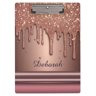 Porte-bloc Rose Gold Pailleté Personnalisé Monogramme