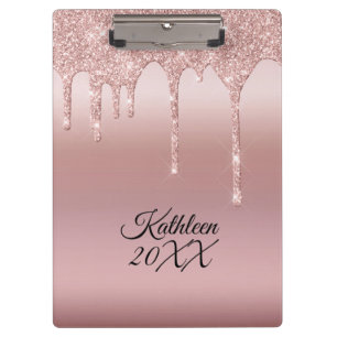 Porte-bloc Rose Gold Personnalisé Paillettes qui Coulent