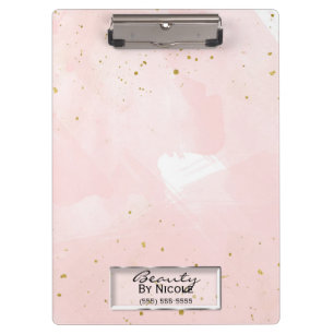 Porte-bloc Rose Pâle & Or Moderne Personnalisé avec Taches